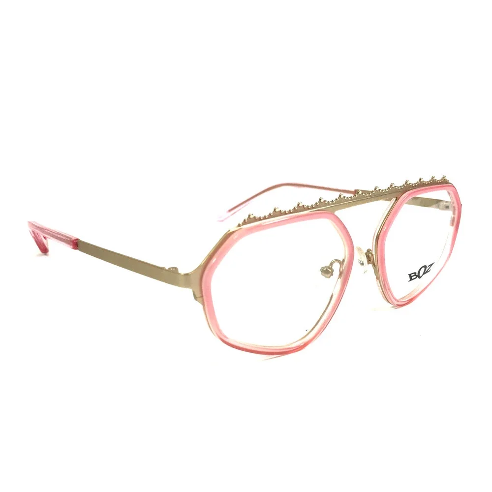 BOZ Eyeglasses Frames MICHELE 8080 Clear Pink Matte Gold Geometric 53-16-140